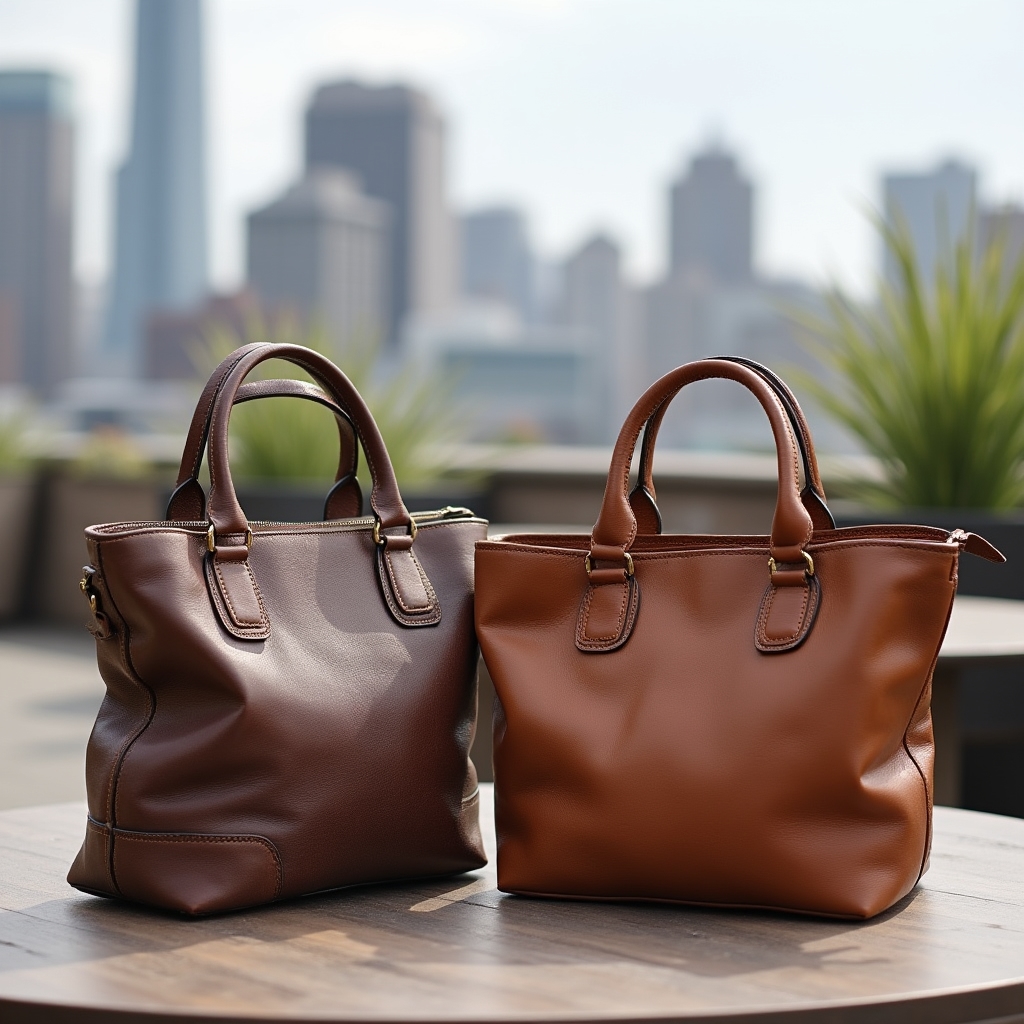 Restaurierte Handtasche im Vergleich
