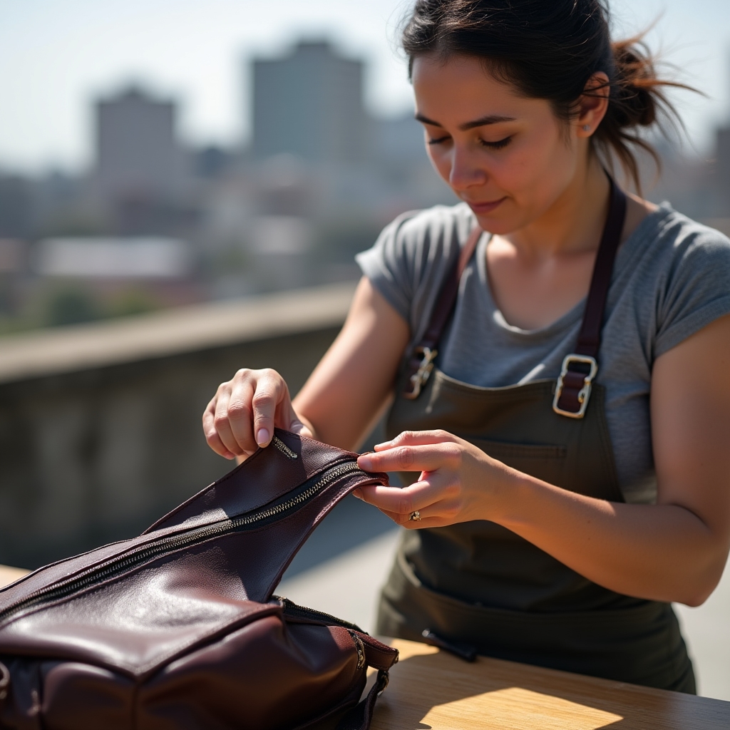 Austausch eines Reißverschlusses an einer Ledertasche